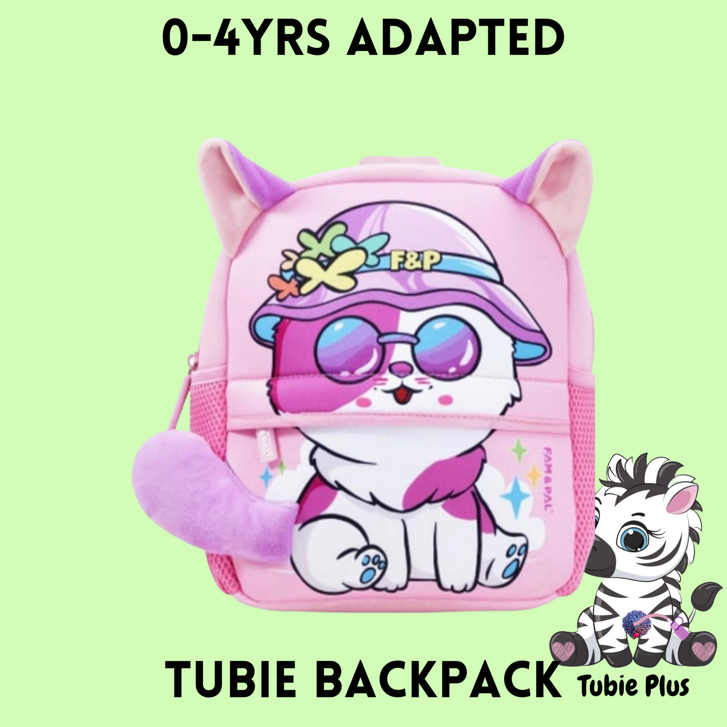 Cool Cat Feeding Tube Backpack, Suitable for ages 0-4years 500ml Feed ONLY, Feed Stand & Bag, Tubie Backpack, Adapted Backpack