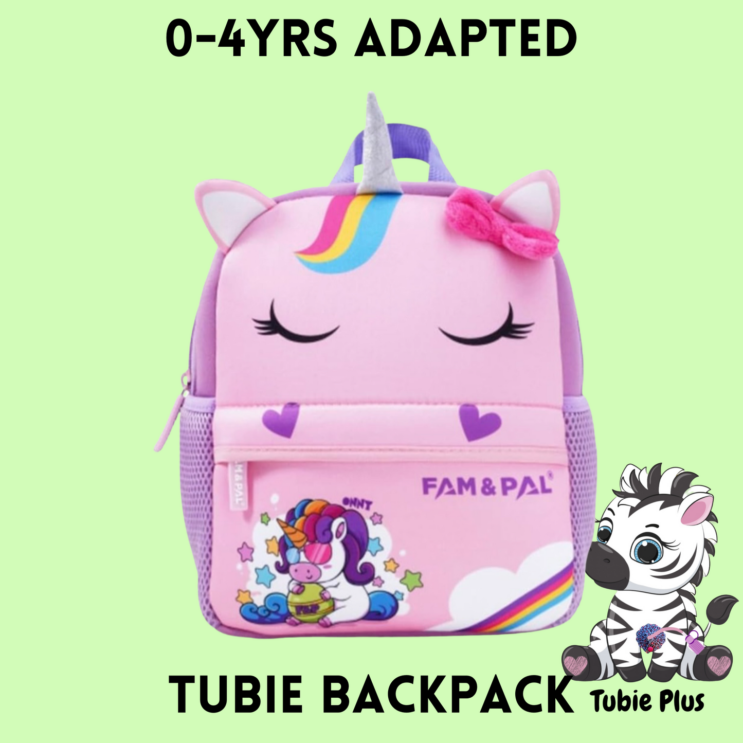 Cool Unicorn Feeding Tube Backpack, Suitable for ages 0-4years 500ml Feed ONLY, Feed Stand & Bag, Tubie Backpack, Adapted Backpack