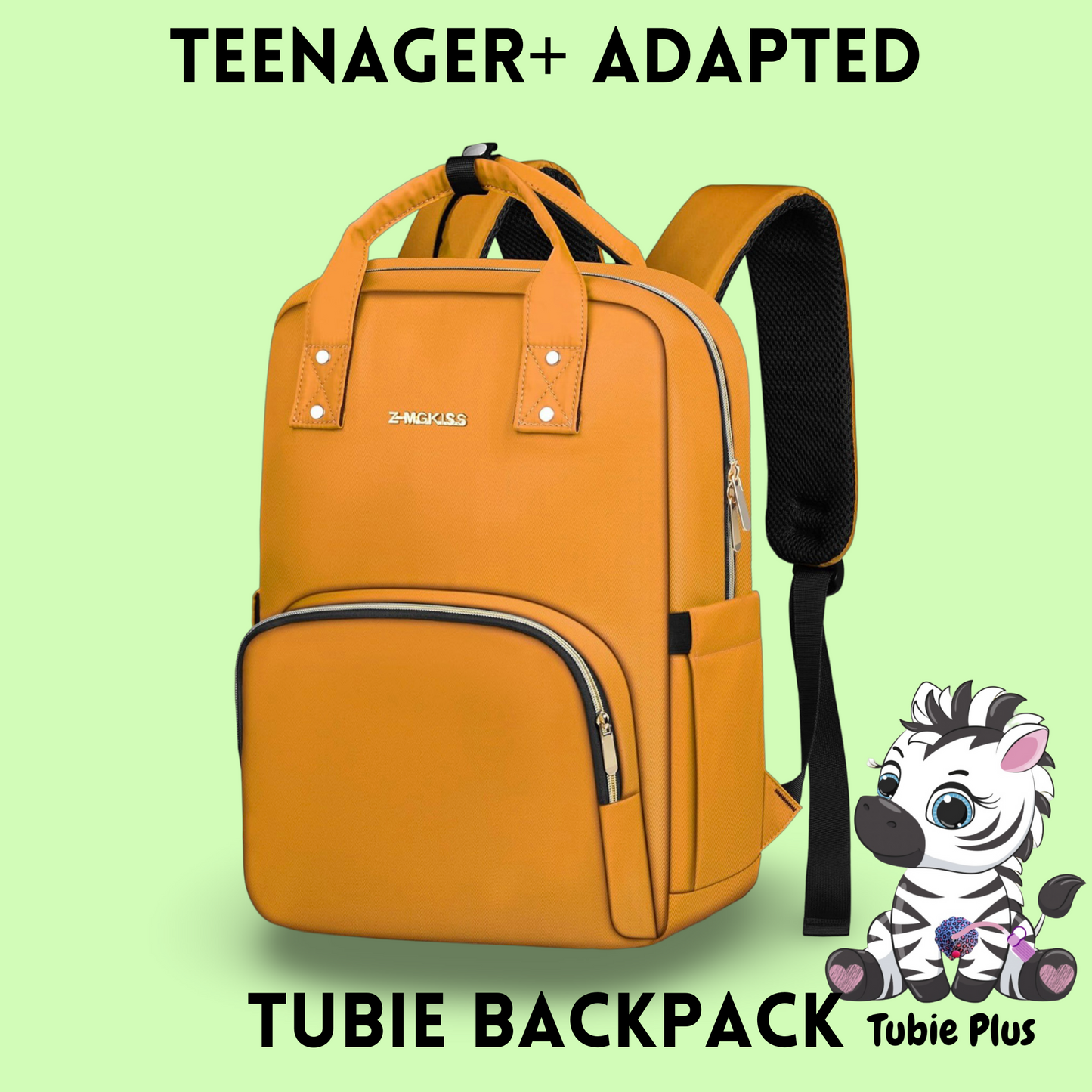 Yellow Feeding Tube Backpack, Tubie Backpack, Adapted Backpack