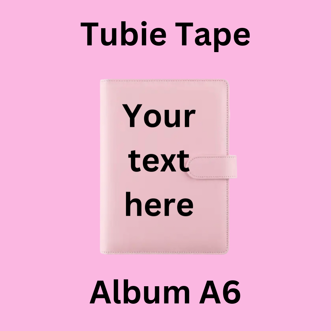 A5/A6 Baby Pink Personalised Tubie Tape Album, Tubie Accessories Organiser