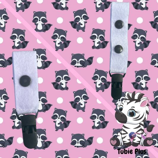 Pink Racoon Print Tubie Clip