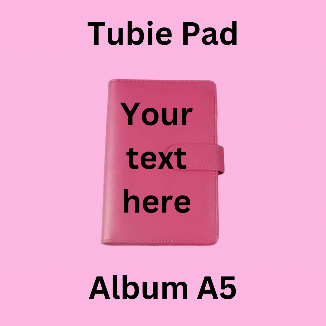 A5/A6 Pink Personalised Tubie Pad Album, Tubie Accessories Organiser