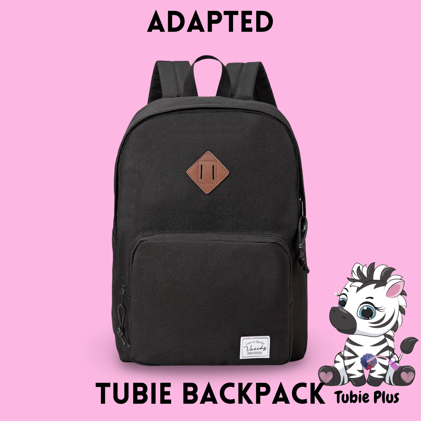 Black Feeding Tube Backpack, Tubie Backpack, Adapted Backpack