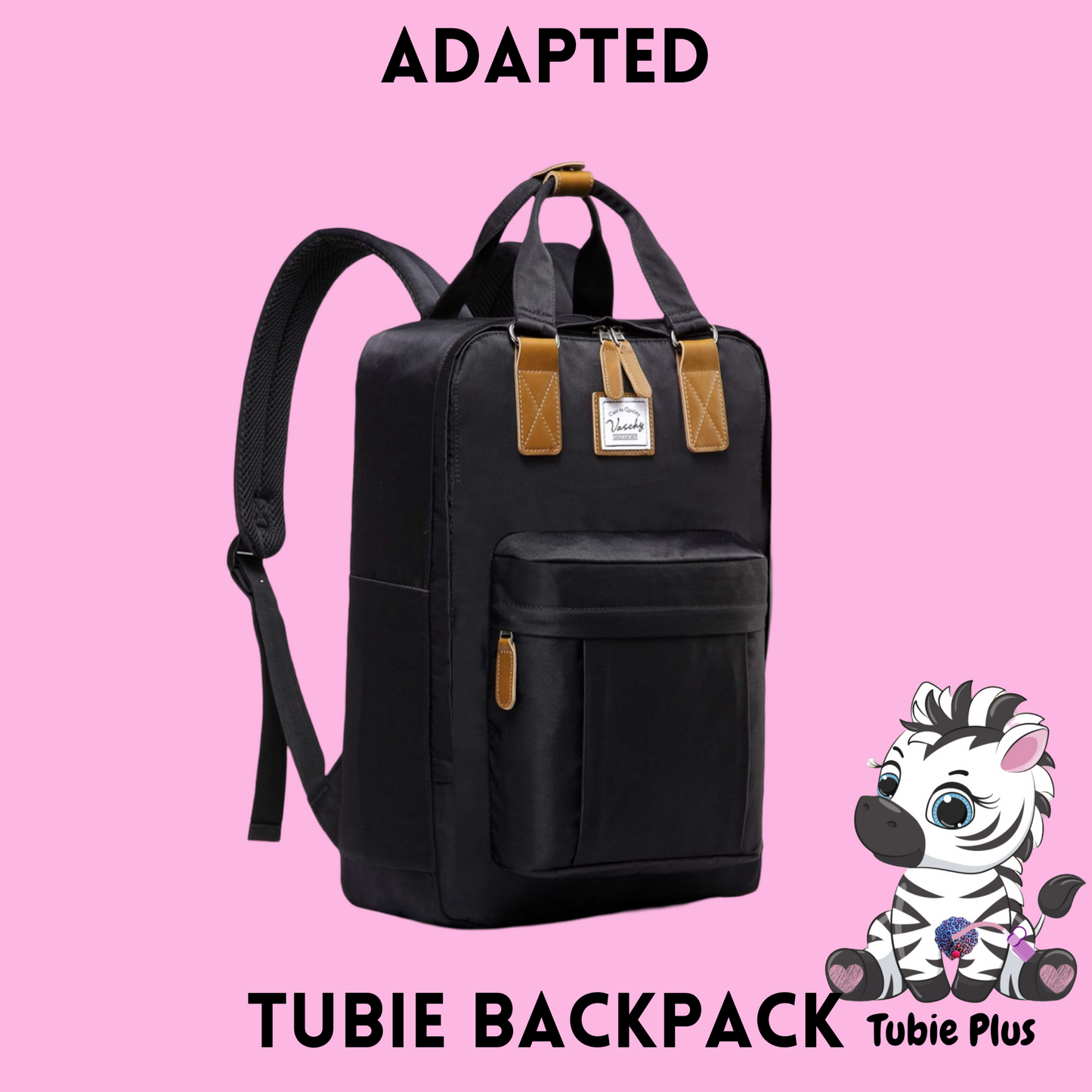 Black Feeding Tube Backpack, Tubie Backpack, Adapted Backpack