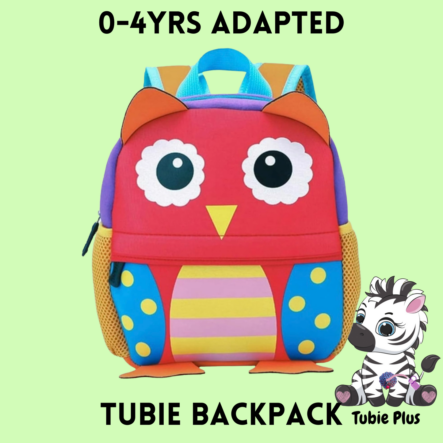 Owl Feeding Tube Backpack, Suitable for ages 0-4years 500ml Feed ONLY, Feed Stand & Bag, Tubie Backpack, Adapted Backpack