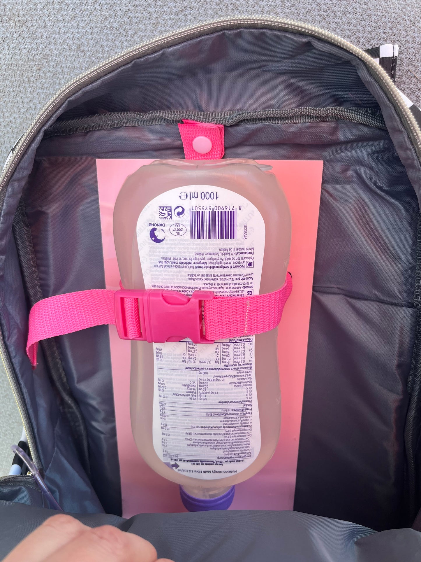 Pink & Grey Feeding Tube Backpack, Tubie Backpack, Adapted Backpack