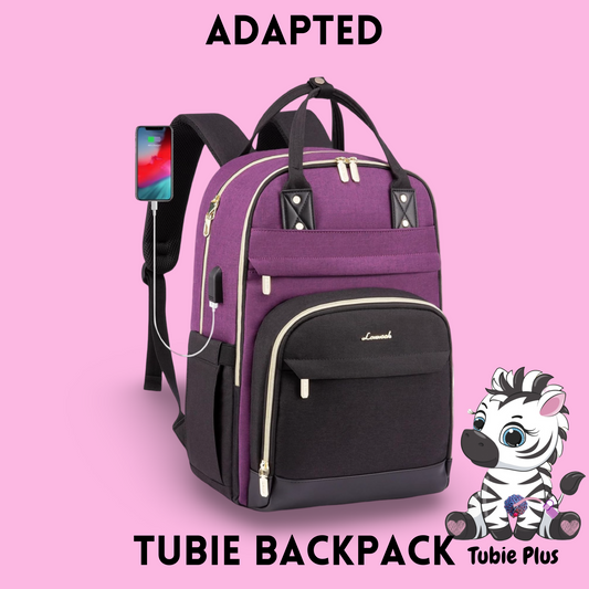 Purple & Black Feeding Tube Backpack, Tubie Backpack, Adapted Backpack