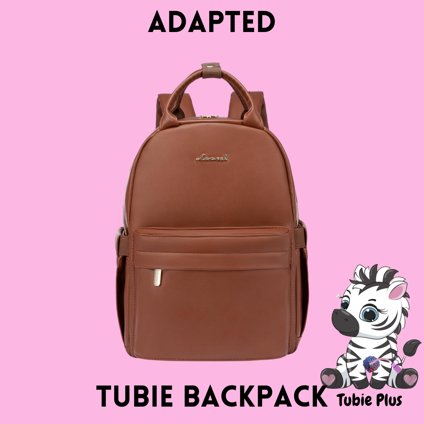 Brown Mini 500ml Feeding Tube Backpack, Tubie Backpack, Adapted Backpack