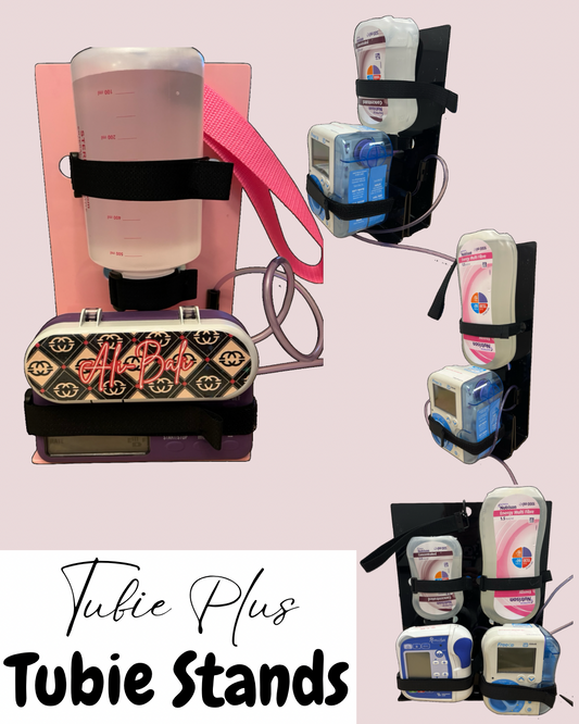 Tubie Plus Stand and Feeding Pump Backpack Stand (compatible with Abbott, Nutricia, Amika pumps and feed Compatible). Lightweight stand.