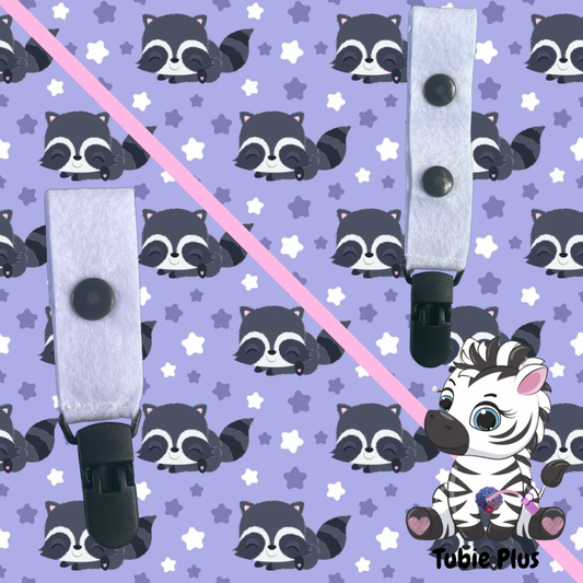 Purple Racoon Print Tubie Clip