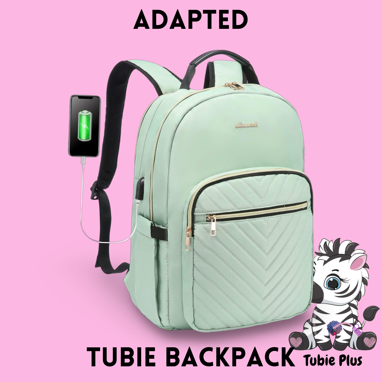 Mint Green Feeding Tube Backpack, Tubie Backpack, Adapted Backpack