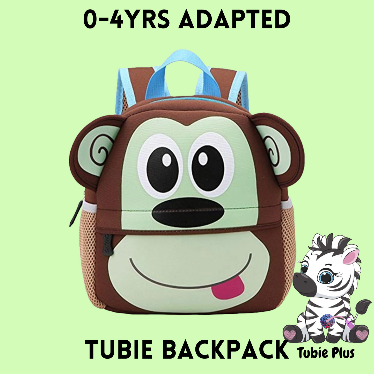 Monkey Feeding Tube Backpack, Suitable for ages 0-4years 500ml Feed ONLY, Feed Stand & Bag, Tubie Backpack, Adapted Backpack