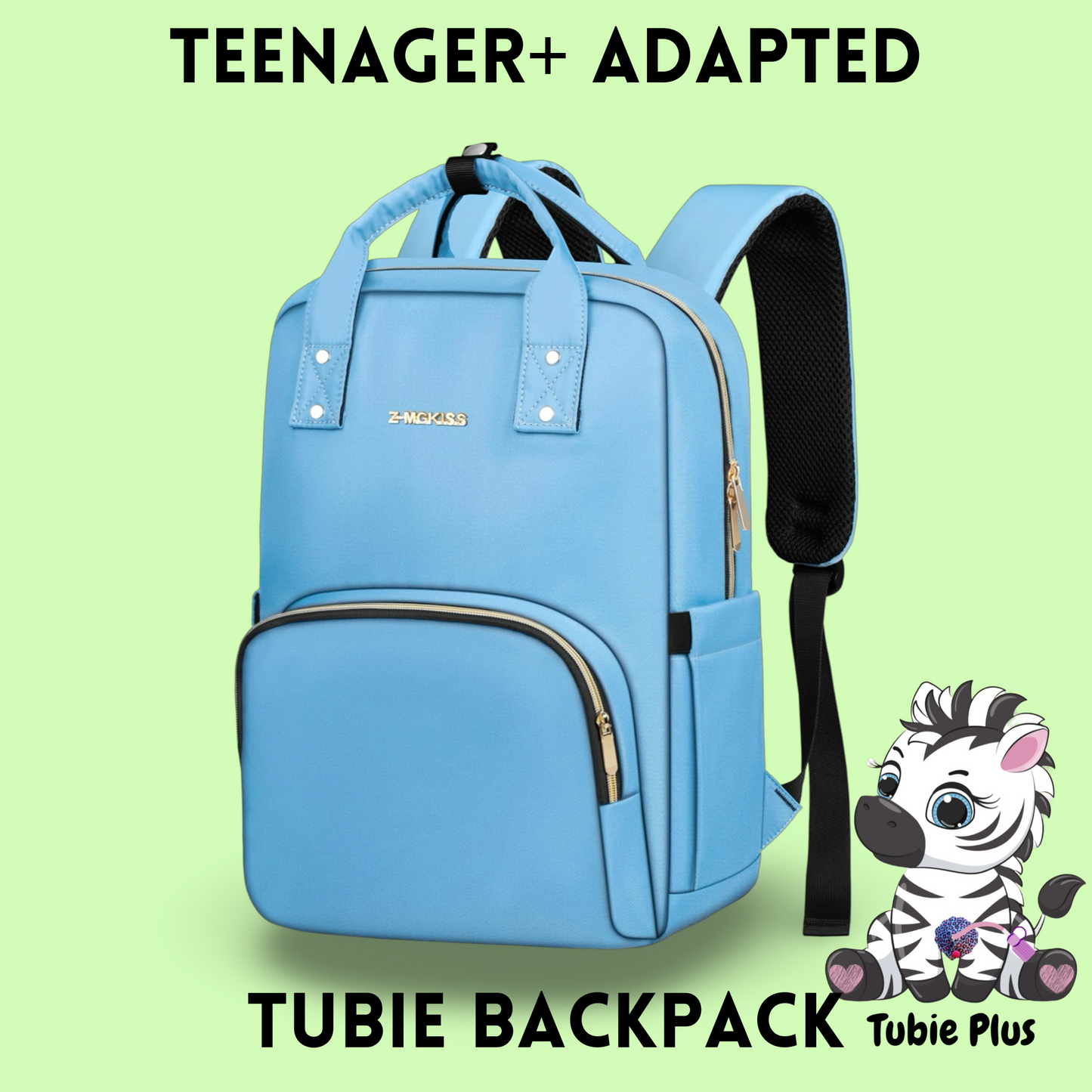 Blue Feeding Tube Backpack, Tubie Backpack, Adapted Backpack