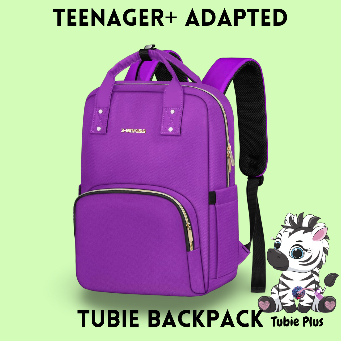 Purple Feeding Tube Backpack, Tubie Backpack, Adapted Backpack