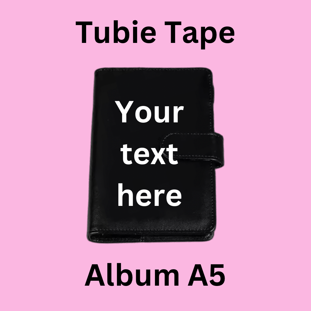 A5/A6Black Personalised Tubie Tape Album, Tubie Accessories Organiser