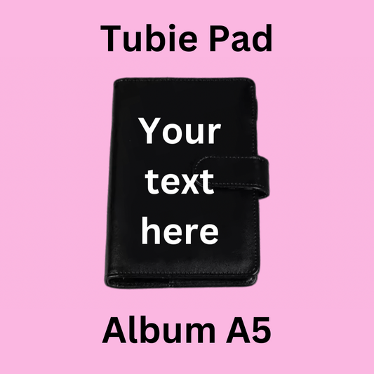 A5/A6 Black Personalised Tubie Pad Album, Tubie Accessories Organiser