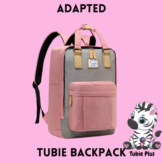 Pink & Grey Feeding Tube Backpack, Tubie Backpack, Adapted Backpack