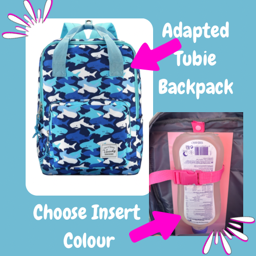 4+ Shark Feeding Tube Backpack, Tubie Backpack, Adapted Backpack