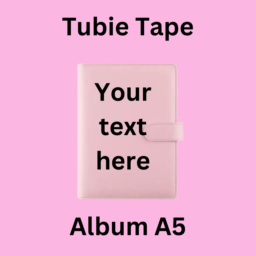 A5/A6 Baby Pink Personalised Tubie Tape Album, Tubie Accessories Organiser