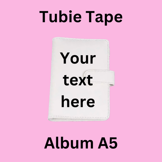 A5/A6 White Personalised Tubie Tape Album, Tubie Accessories Organiser