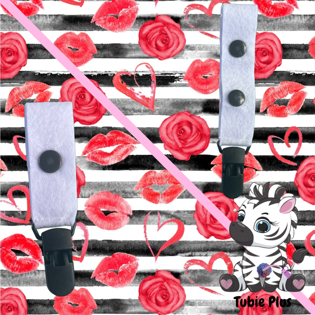 Red Rose Print Tubie Clip