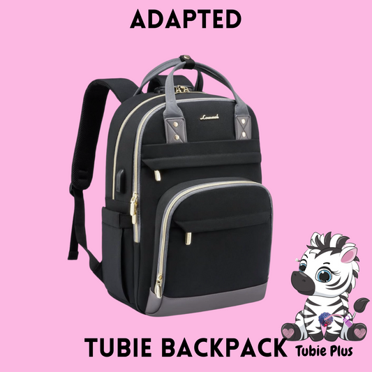 Black & Grey Feeding Tube Backpack, Tubie Backpack, Adapted Backpack