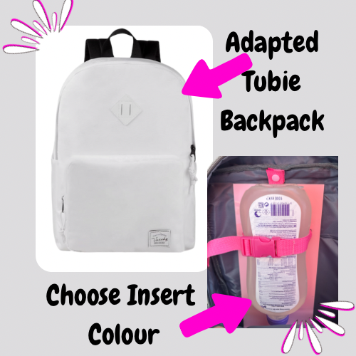 White Tube Backpack, Tubie Backpack, Adapted Backpack